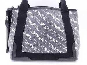 Balenciaga Cabas Gray Leather Canvas Black Blue White Tote Navy Bag Handbag